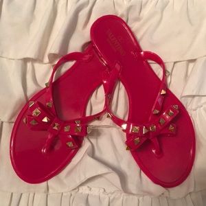 Rock studded flip flops